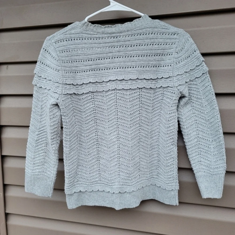 J. Crew Crewneck Scalloped Pointelle Sweater .